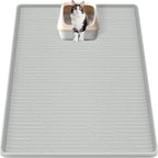 Bartuke silicone cat litter mat front view showcasing grey color and raised scatter control texture.