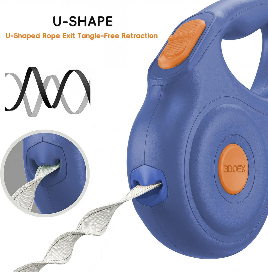 Ergonomic anti-slip handle of 3DOEX blue dog leash