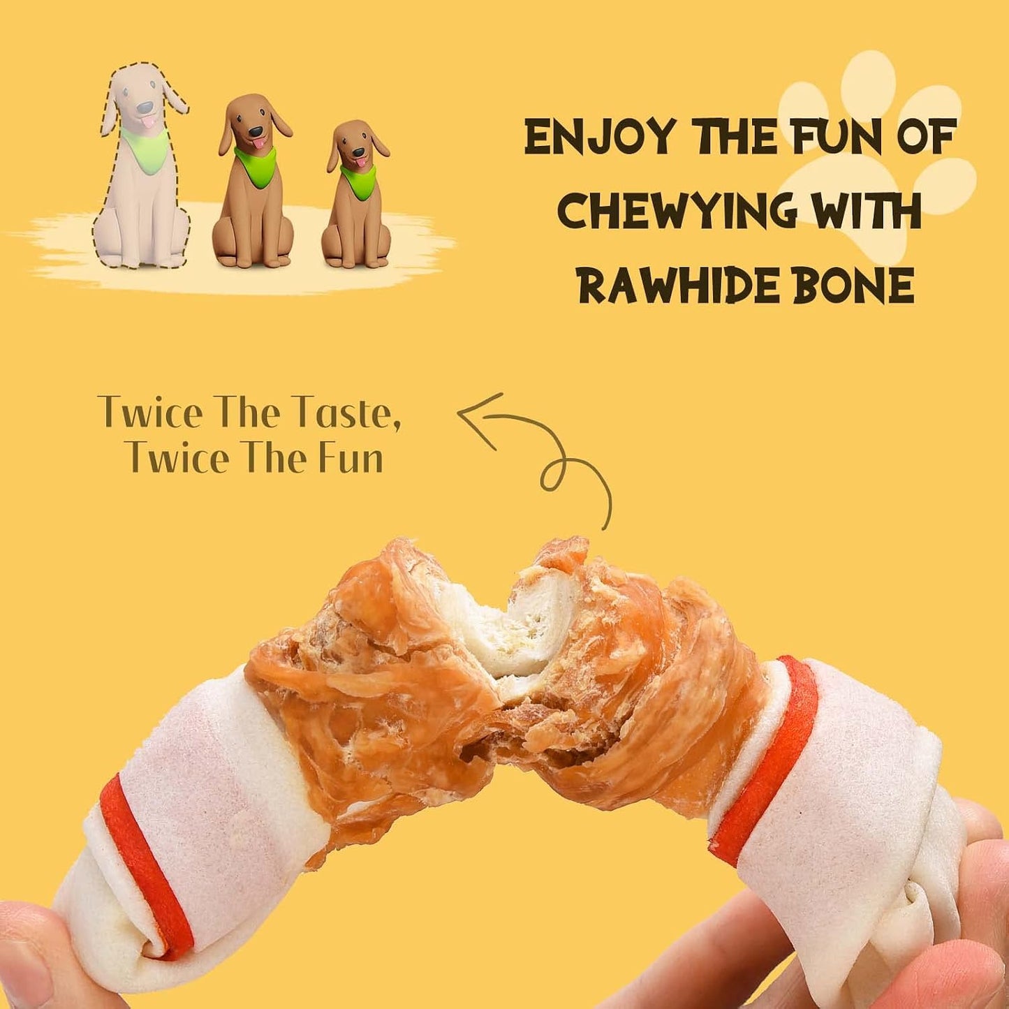 Natural rawhide dog treat bones packaging