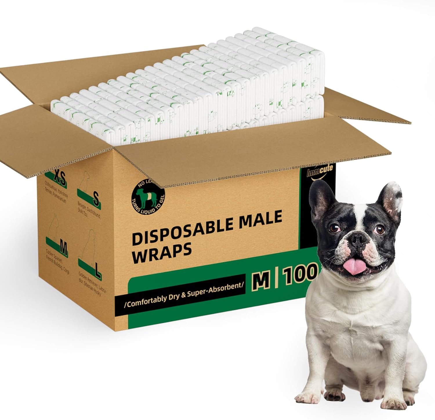 IMMCUTE Dog Diapers Male Small 50 Ct, Male Dog Diapers Disposable with Wetness Indicator, Adjustable Puppy Diapers Male, Flashdry Gel Technology, Male Dog Wraps for Incontinence & Marking - Image 14