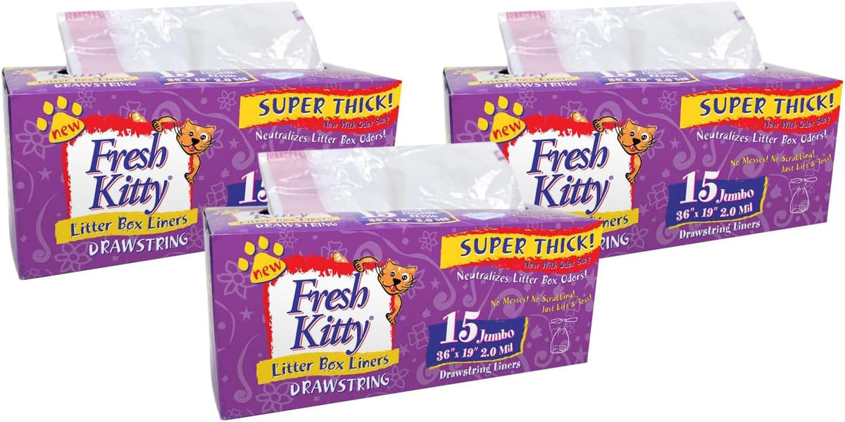 Fresh Kitty jumbo litter liners displayed with box