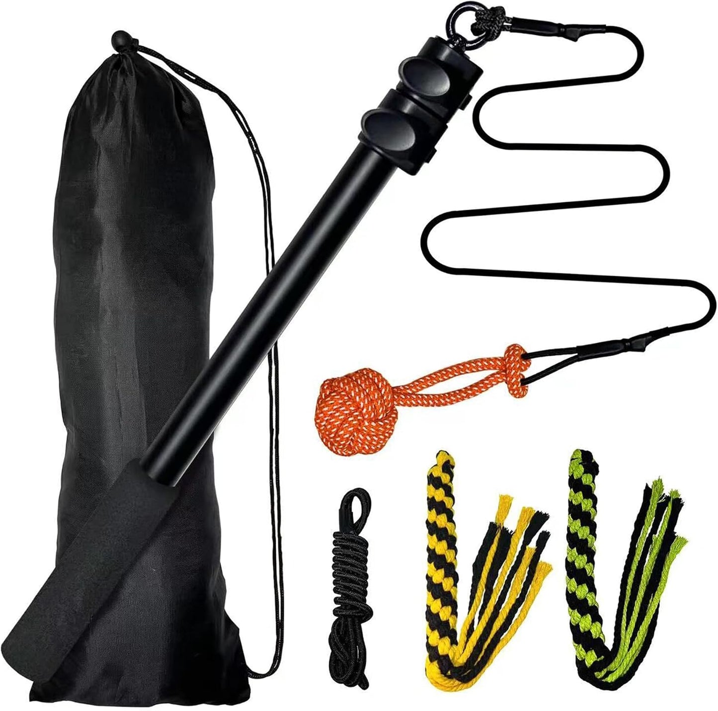 SailStart heavy duty retractable dog lure pole showing durable connection clips and rope weave