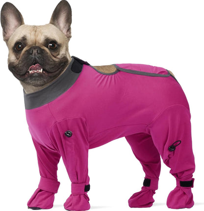 ROZKITCH Dog Recovery Suit After Surgery, Prevent Licking & Shedding, Dog E-Collar Alternative Four-Sleeve with Adjustable Leg Drawstrings & Belly Access, Post-Surgery Bodysuit for Medium Dogs Black M - Image 14