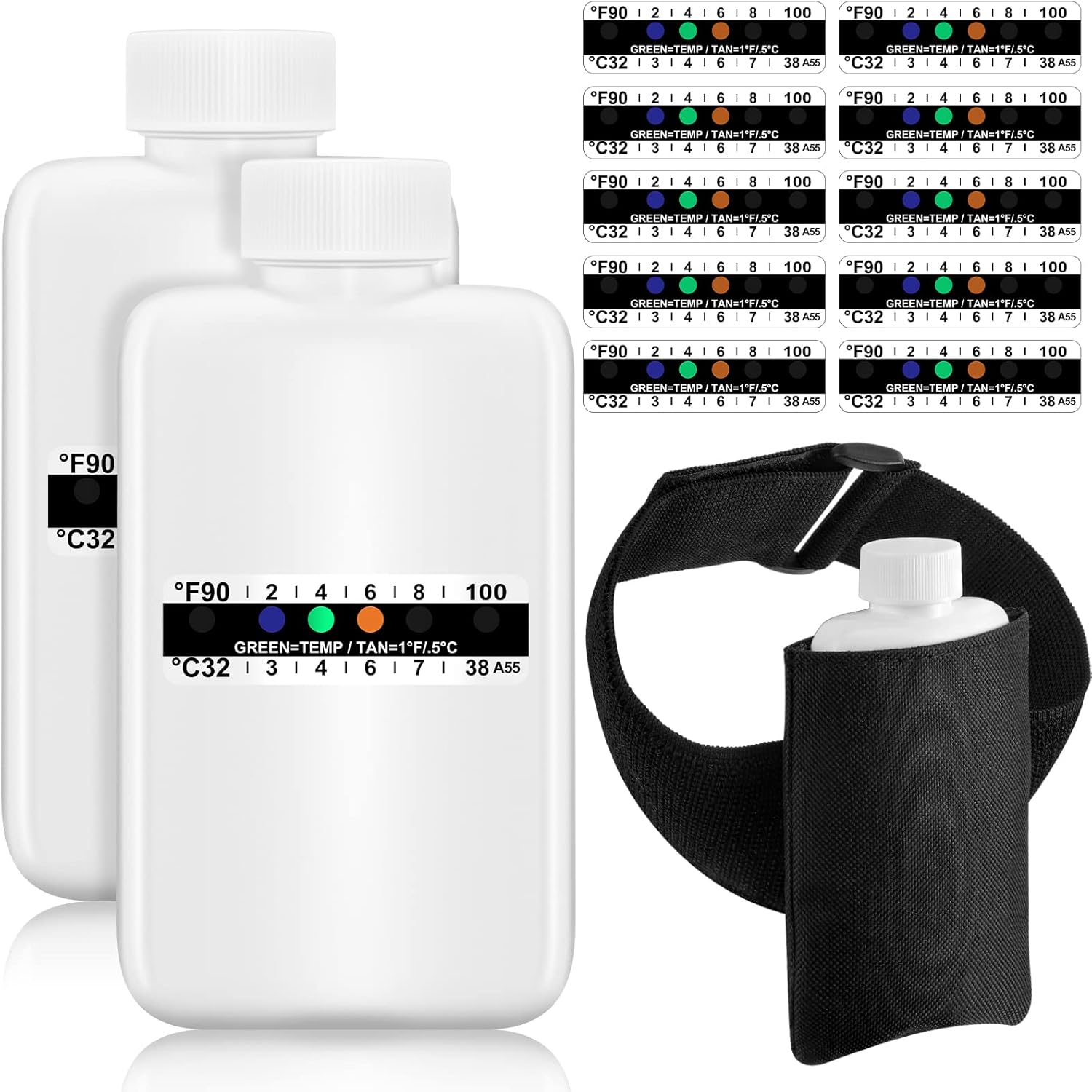 Remagr 14 Piece Urine Test Kit front view showing bottles and temperature strips.