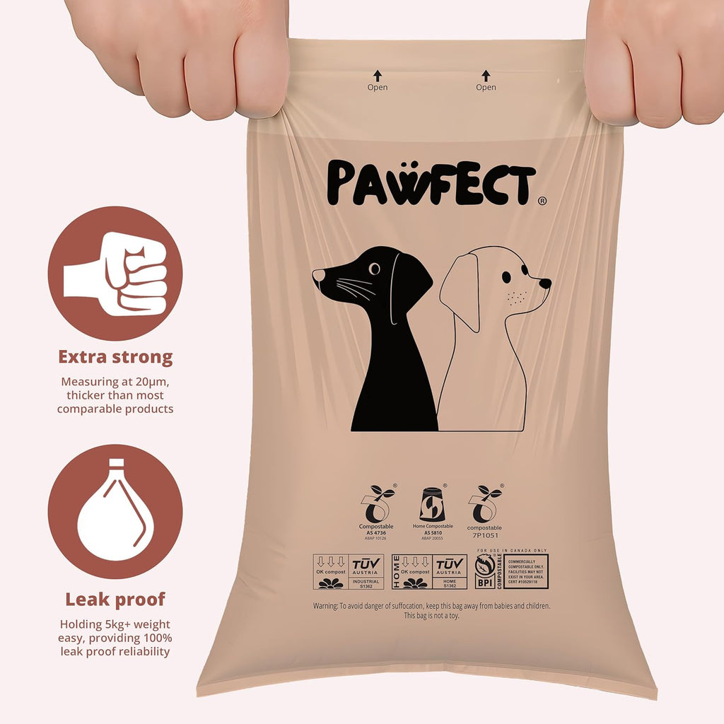 Sixteen rolls of Pawfect unscented pet waste bags for large dogs and puppies