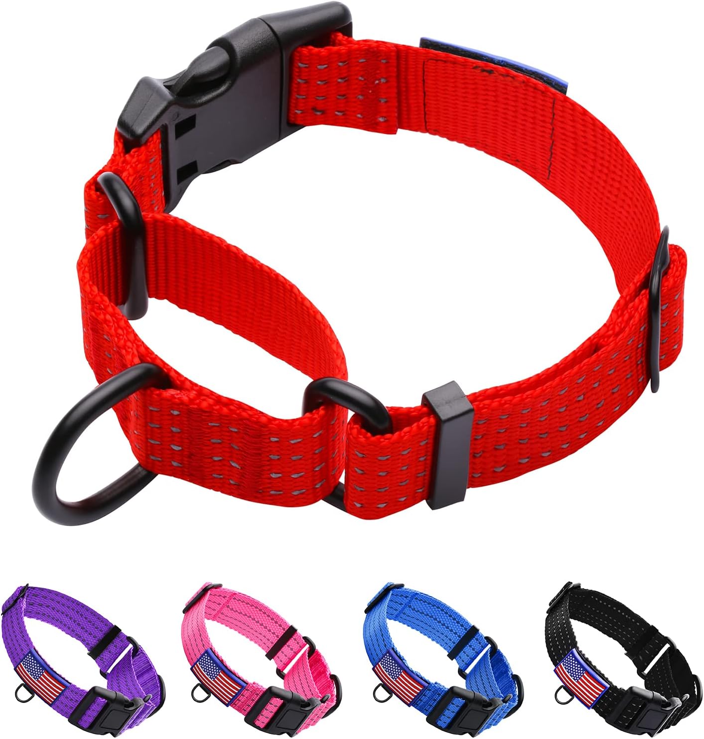 Martingale Collar for Training Dogs. Adjustable Reflective Collars with Buckle-USA Flag- NO Pull-Prevents Slipping Out, for Medium Large XL Dogs. Helps with Strong pullers (XL, Blue) - Image 11