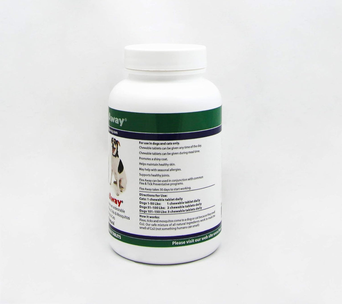 Flea Away one hundred chewable tablets pest prevention supplement for pets