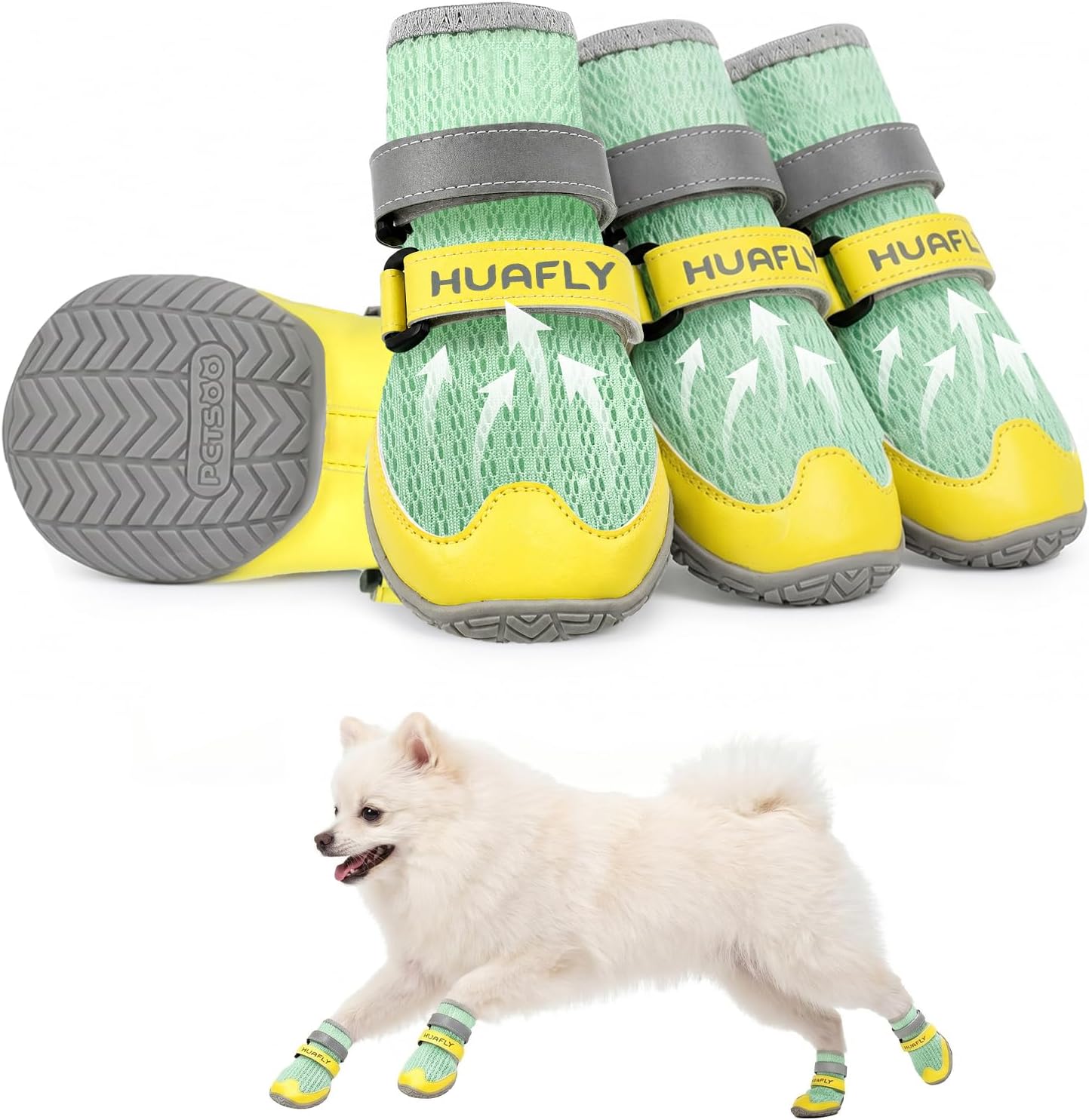 Huafly Dog Shoes for Large Medium Small Dogs,Adjustable Reflective Mesh Breathable Boots & Paw Protectors for Hot Pavement Summer,Anti-Slip Booties for Hard Floors Walking Running Hiking (Size 7) - Image 9