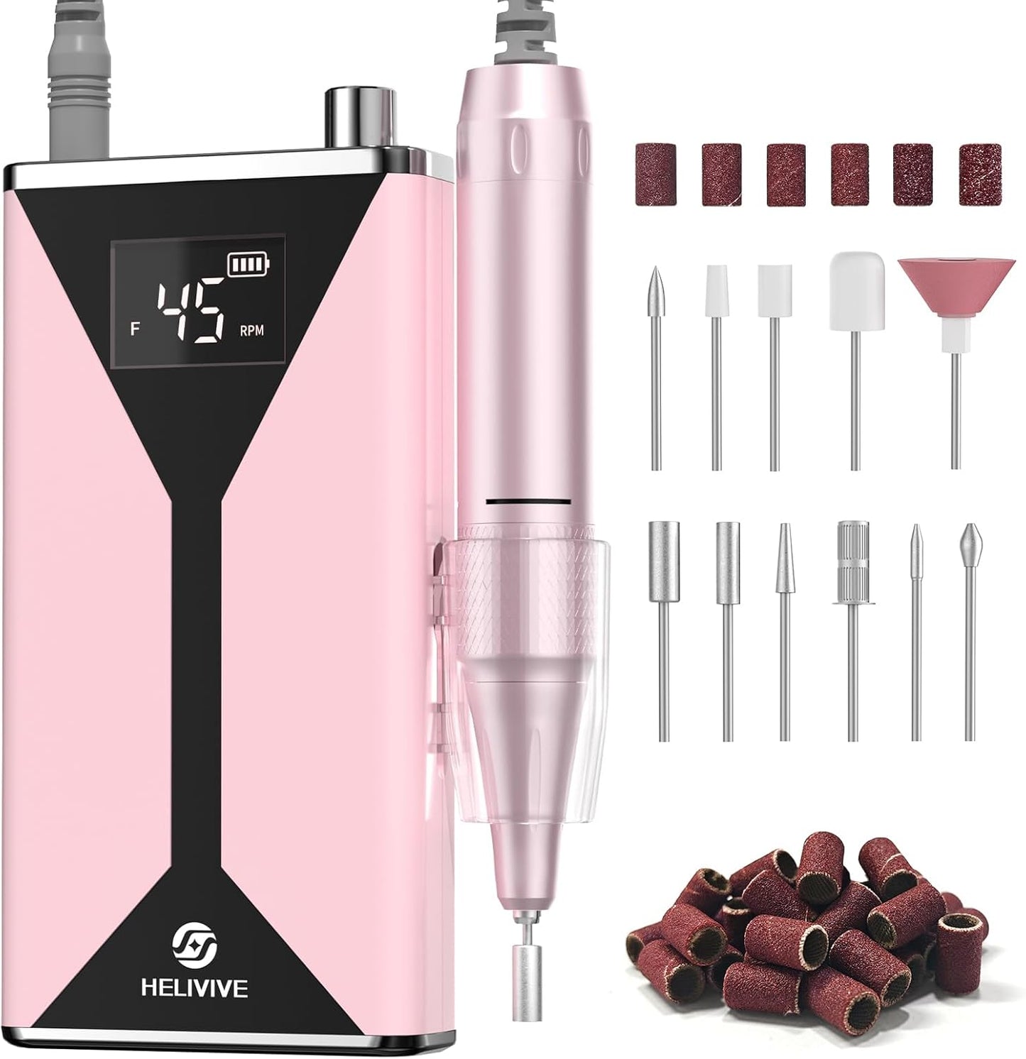 Helivive professional electric nail drill kit front view