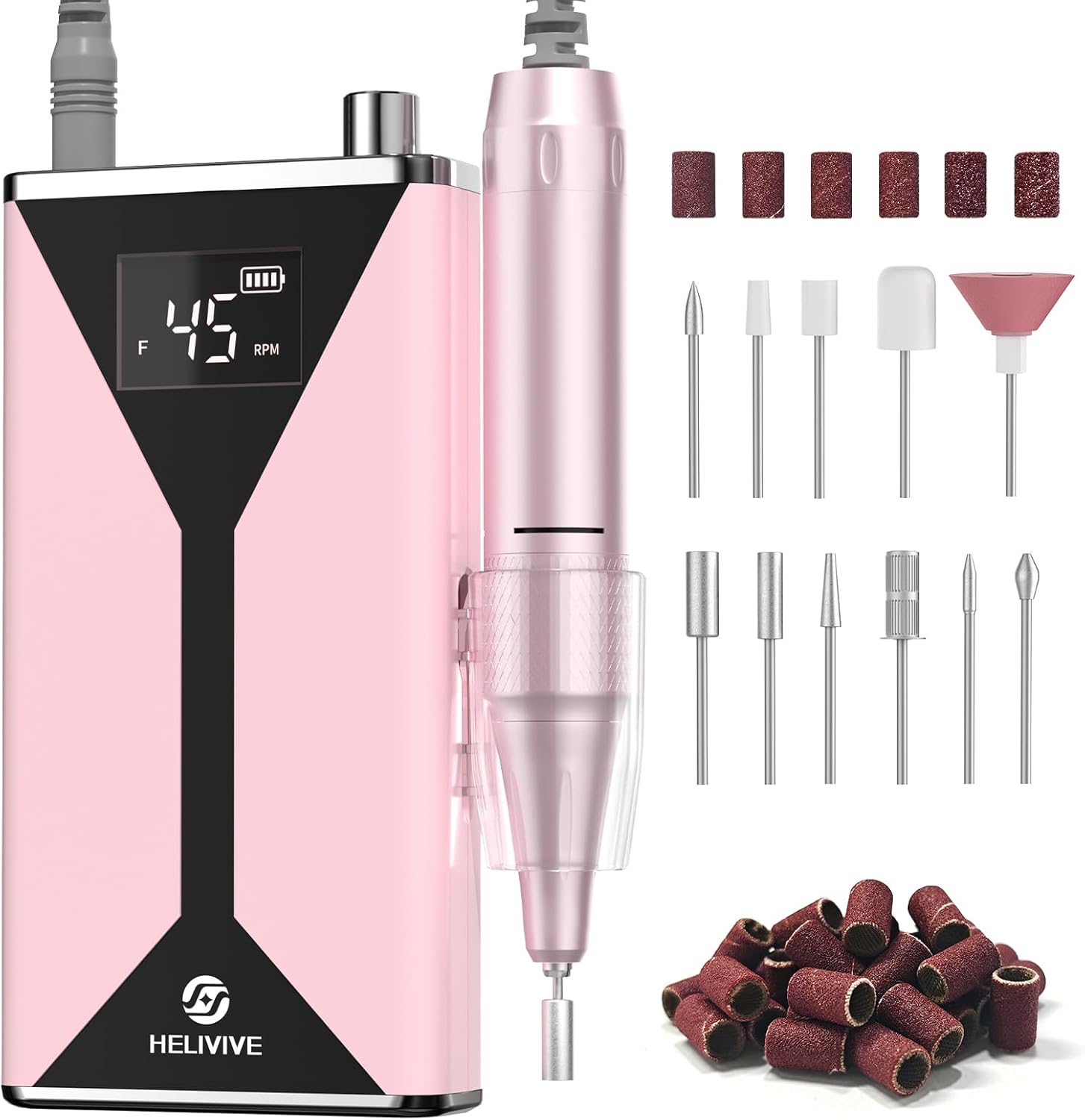 Helivive professional electric nail drill kit front view
