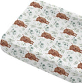 Tewrnvioc changing pad cover front view showing highland cow and eucalyptus print