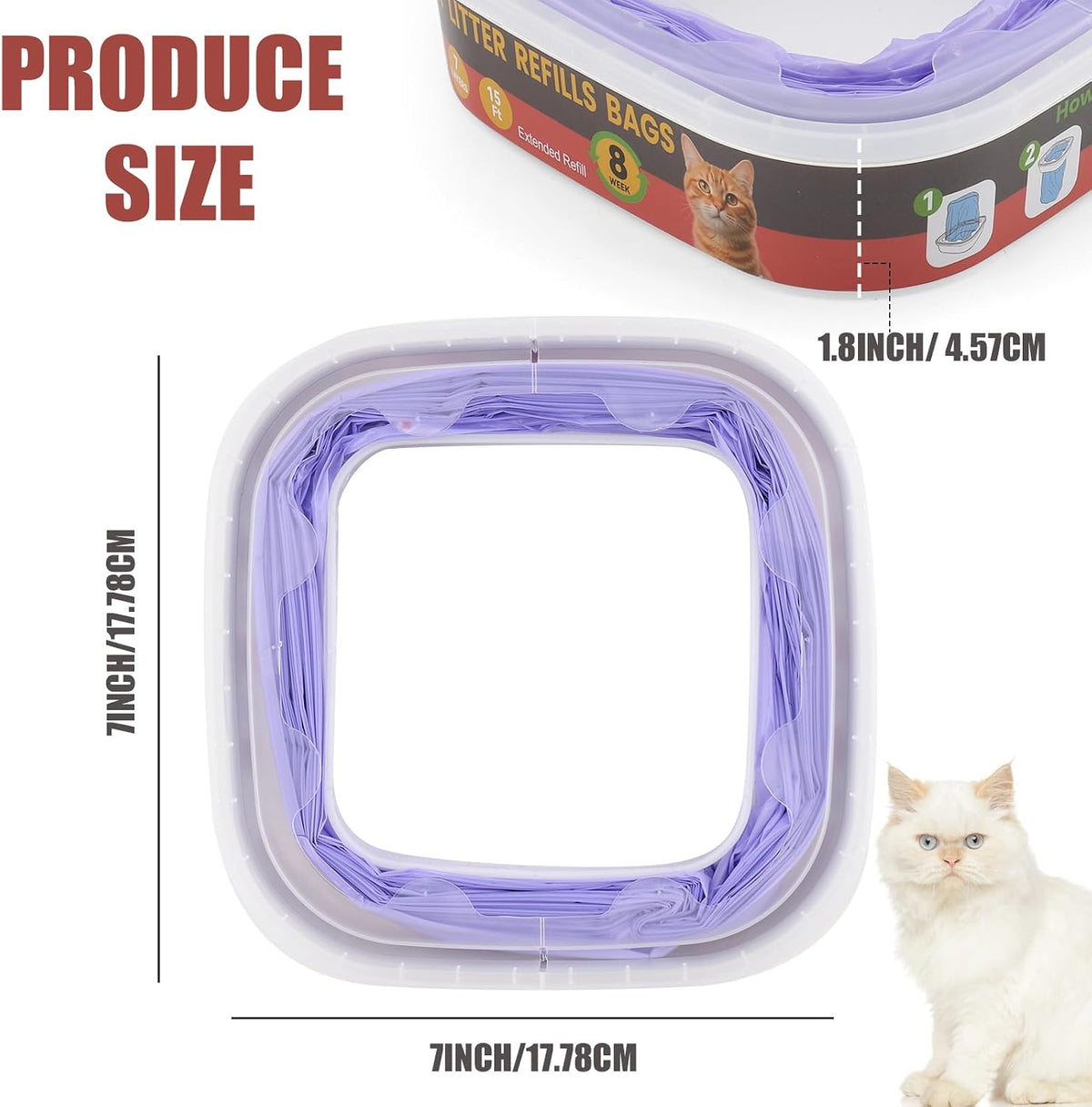 Purple pet waste disposal refill film close up showing seven layer material