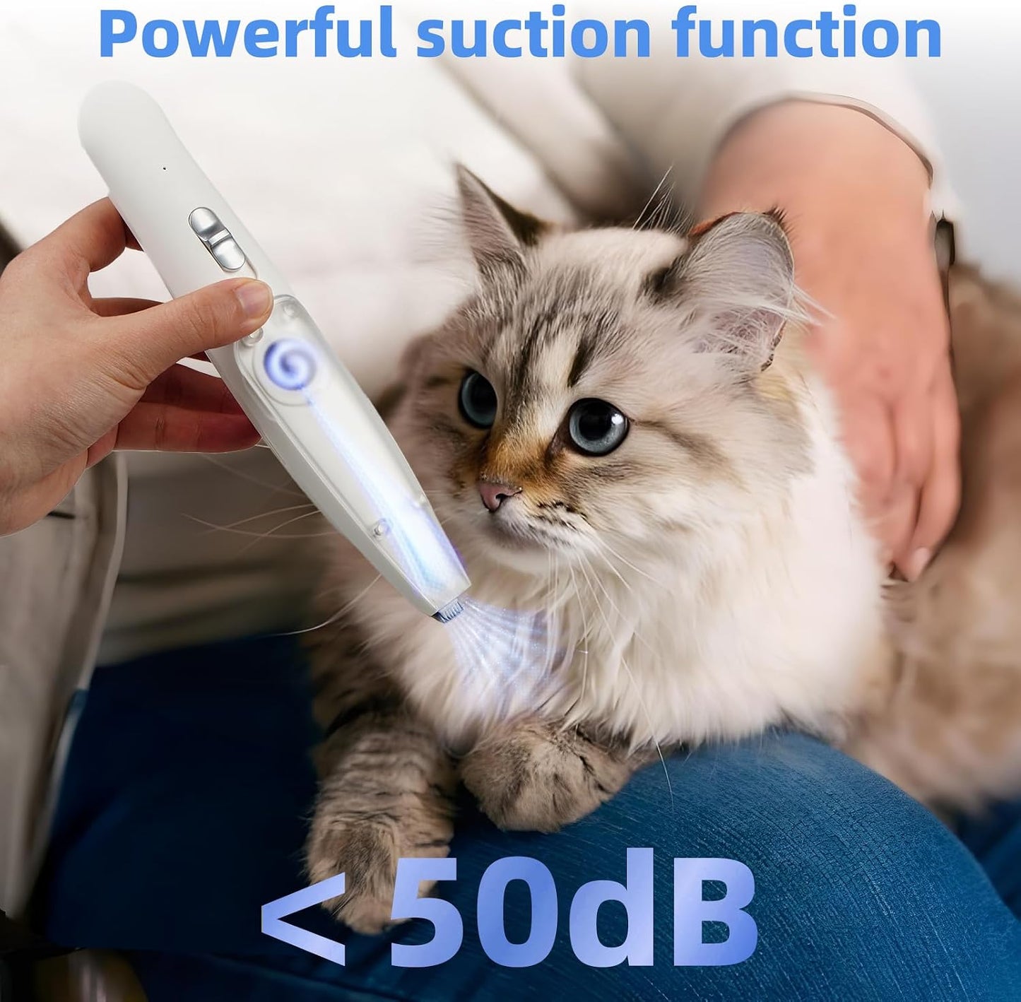 Quiet pet hair clipper showcasing built-in LED light illuminating dog paws