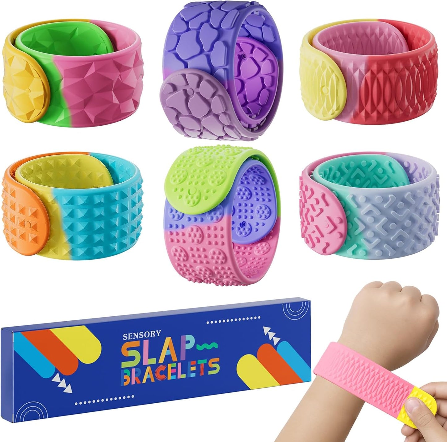 Spkwis textured silicone sensory slap bracelets front view for stress relief