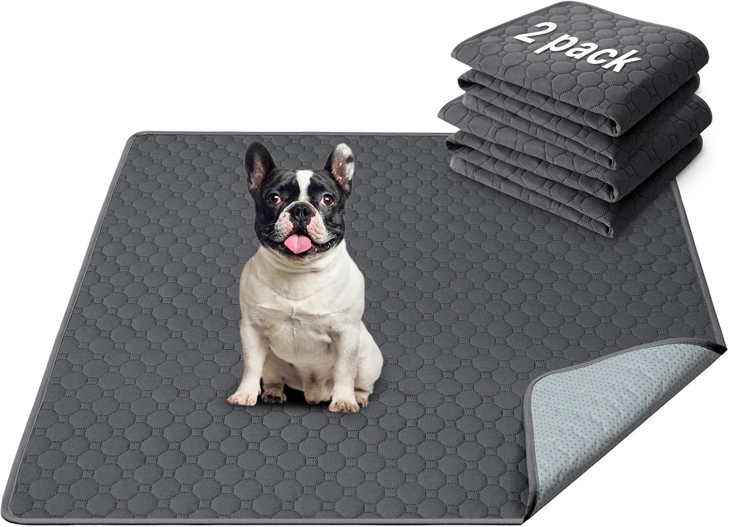 H.VERSAILTEX Premium Washable Pee Pads for Dogs 2 Pack Super Absorbent 100% Waterproof Reusable Non-Slip Quilted Puppy Training Pads for Crate Playpen Whelping & Potty Training(18"x24", Grey) - Image 12