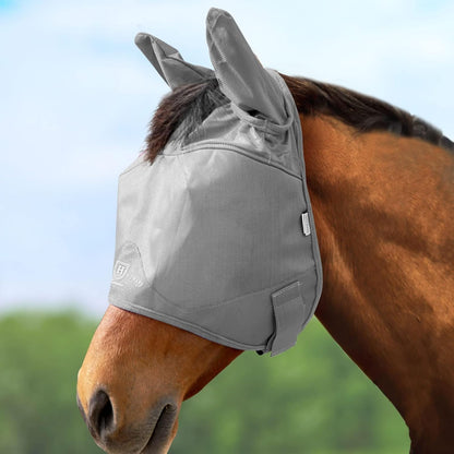 Harrison Howard UV-Proof Multi-Function Fabrics Thick Fleece Padding Horse Fly Mask Half Face with Ears Magenta Arabian Medium - Image 11