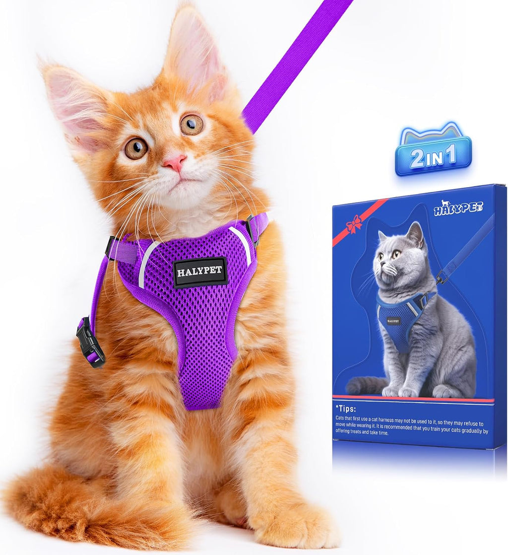 Halypet Cat Harness and Leash Set [ MAX Safety Third Generation ] Escape Proof Soft Adjustable Cat Leash Breathable Comfortable Vest Easy to Wear Kitten Harness for Outdoor Walking Black - Image 13