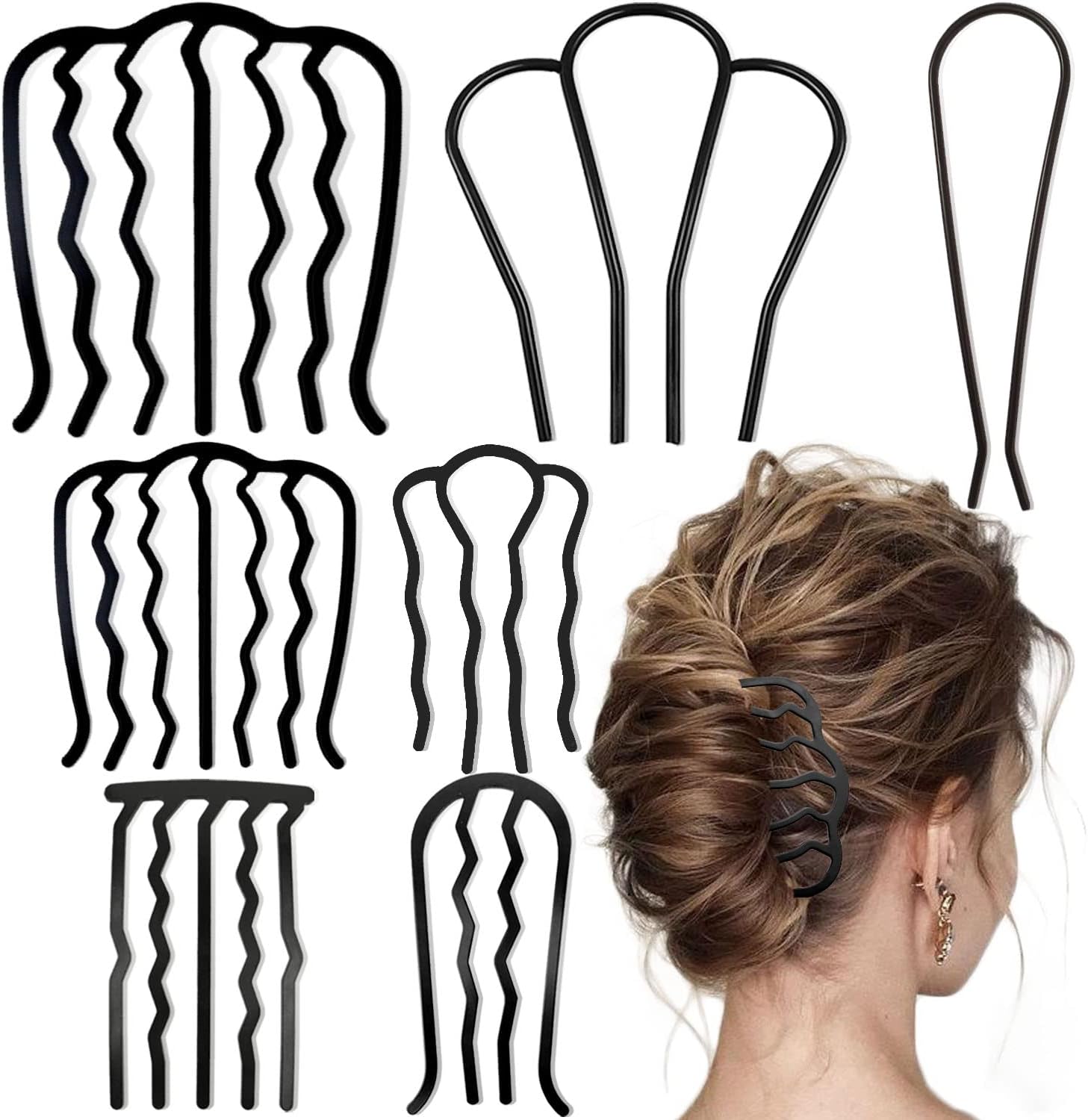 Zibuyu 7 piece metal hair side combs set front view
