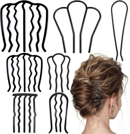 Zibuyu 7 piece metal hair side combs set front view