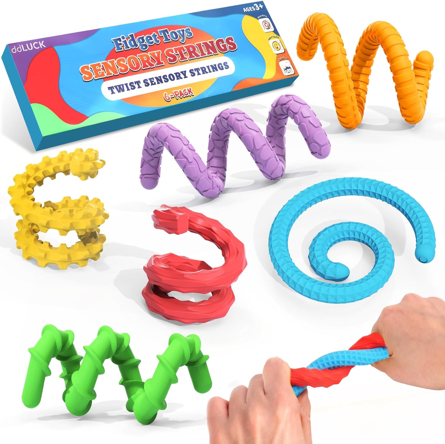 DdLuck silicone sensory sticks 6 pack front view