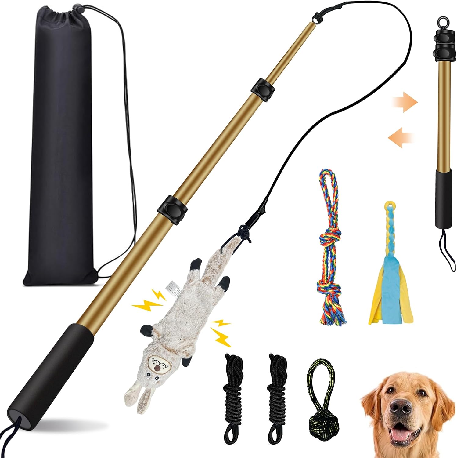 Flirt Pole for Dogs, Interactive Toys Tug-of-war for Pet, Durable Teaser Wand, Chase Toys with Rope Chewing Sticks, for Outdoor Exercise & Training - Image 10