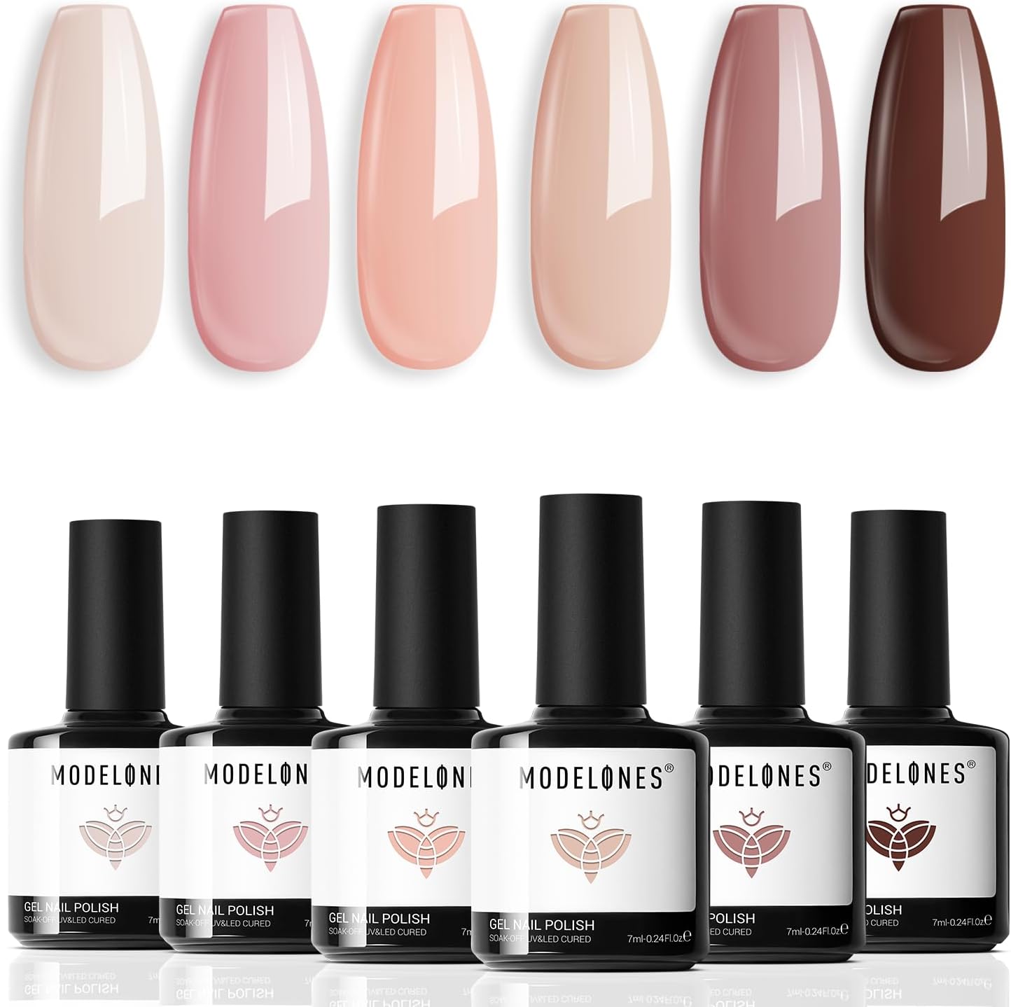 Modelones 6 color gel nail polish kit front view