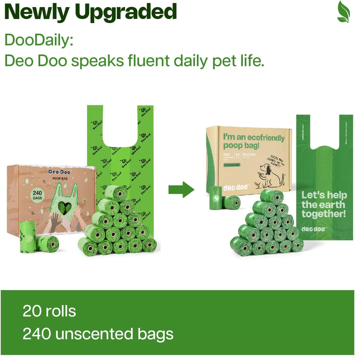 Extra thick leak proof green pet waste rolls