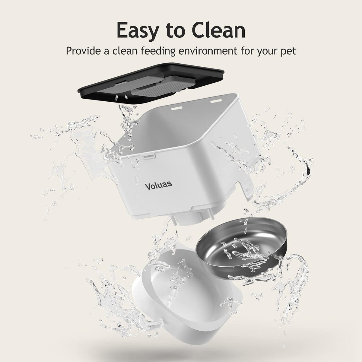 VOLUAS Automatic Cat Feeder, 4L Timed Dry Food Dispenser for Cats & Dogs - Image 6