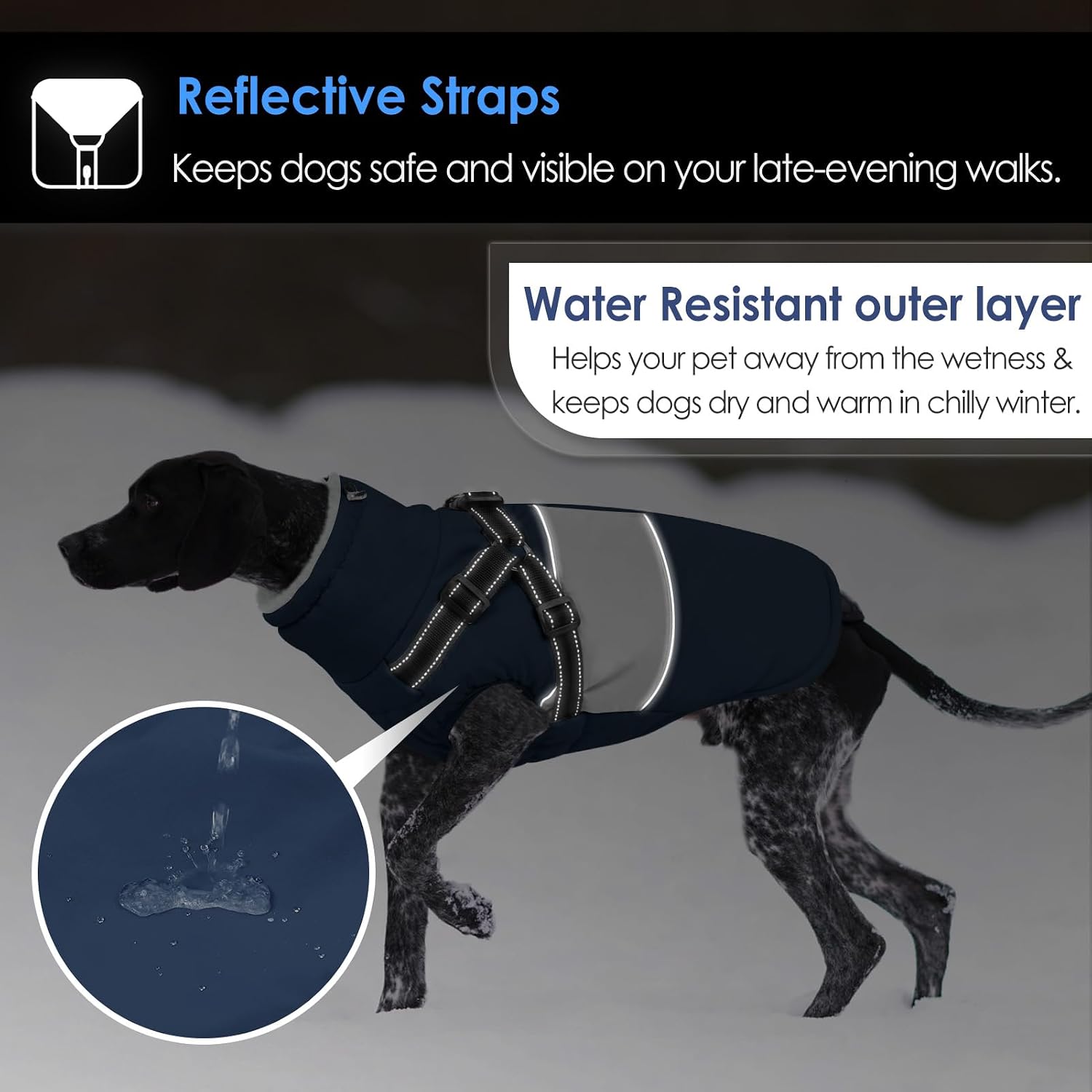 AOFITEE pet winter snowsuit with pain-free zipper guard