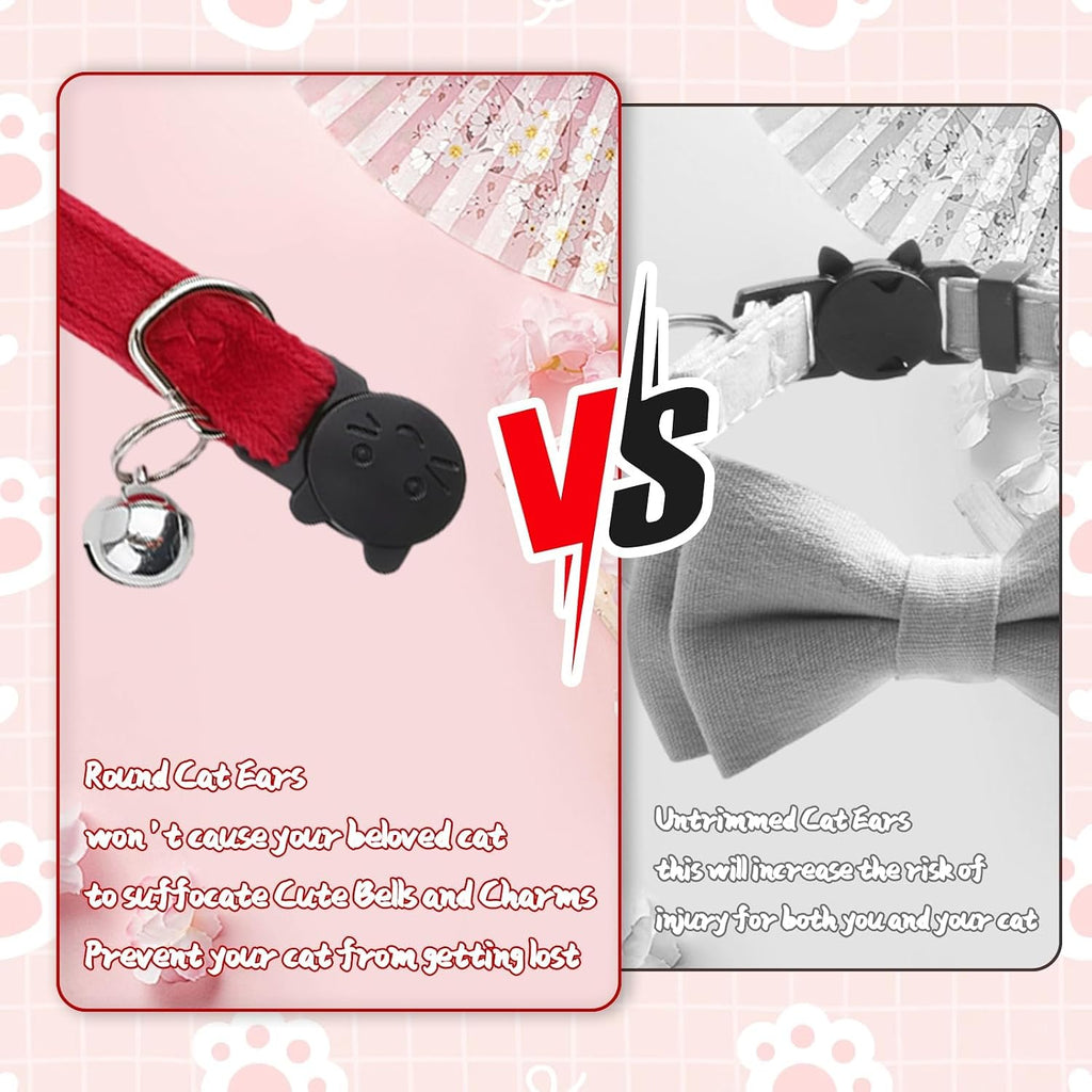 ECNHIVE cute kitten collar belt being measured for seven to eleven inches neck size