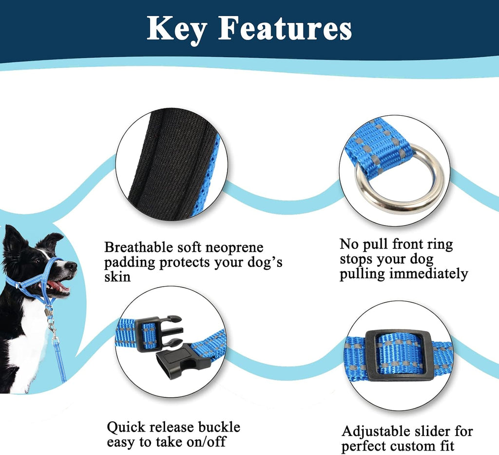 Barkless soft padded head halter for dog training