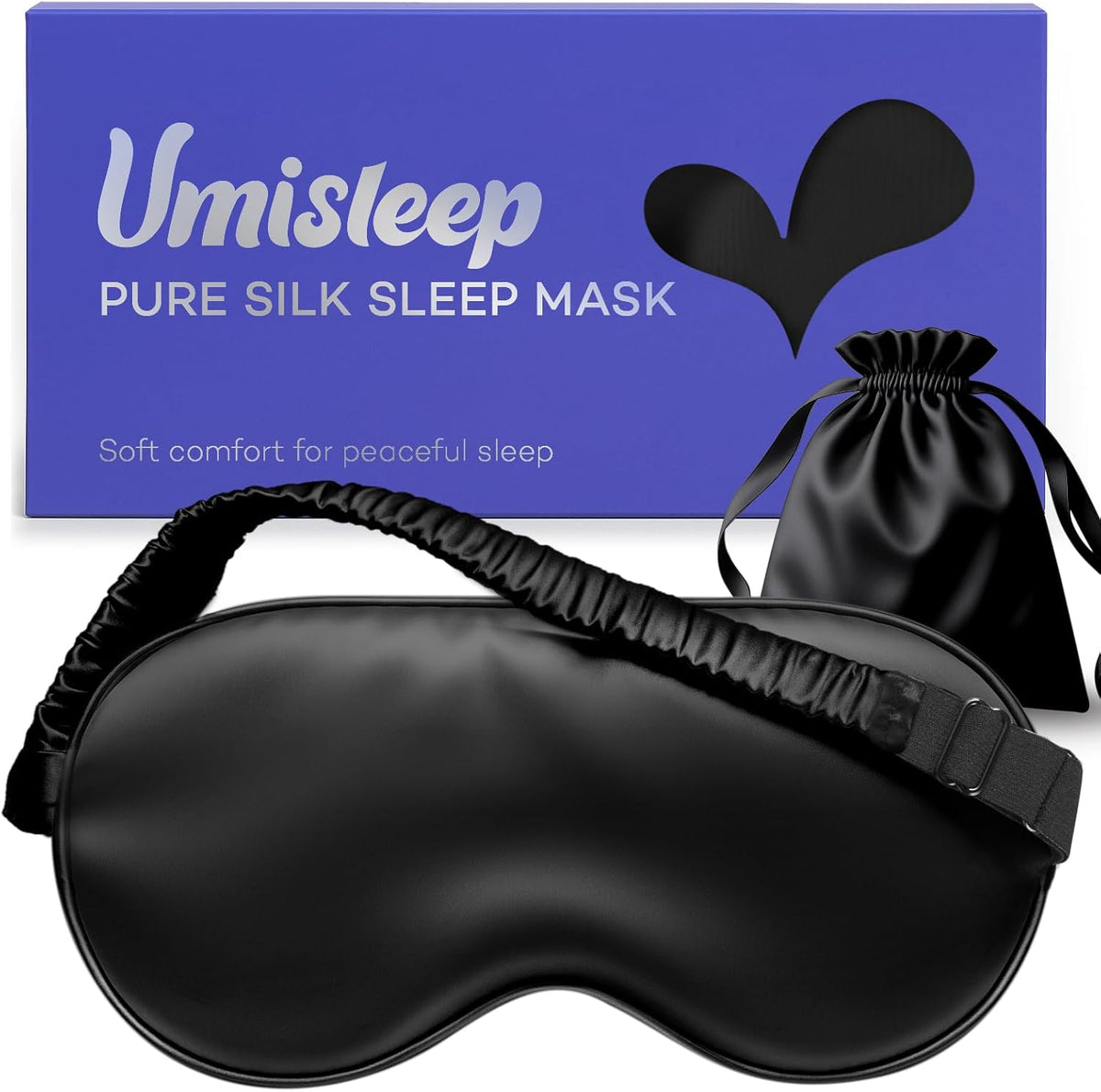 Umisleep 100% pure mulberry silk sleep mask front view