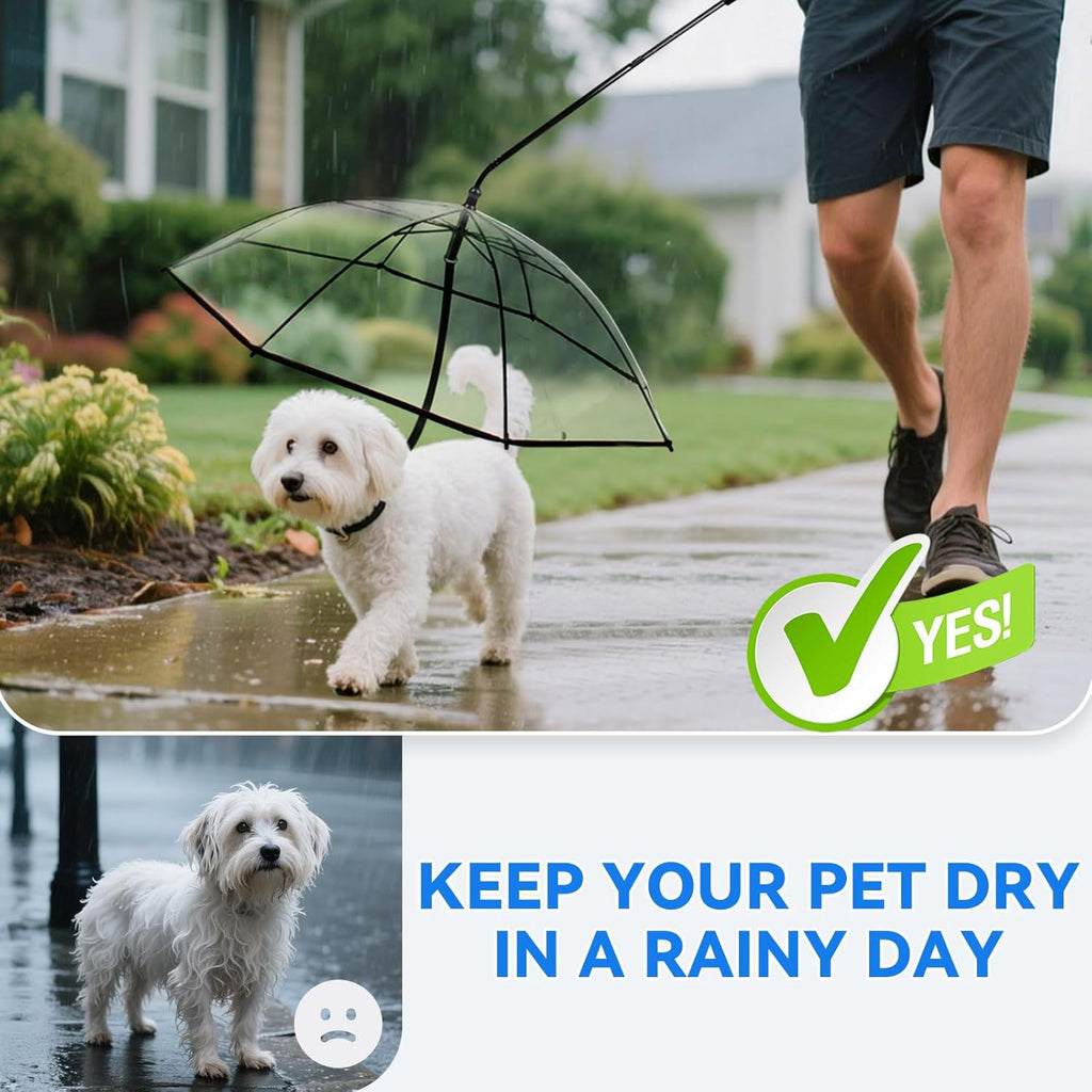 Adjustable retractable shaft tubes clicking into place on the PETLESO pet rain umbrella.