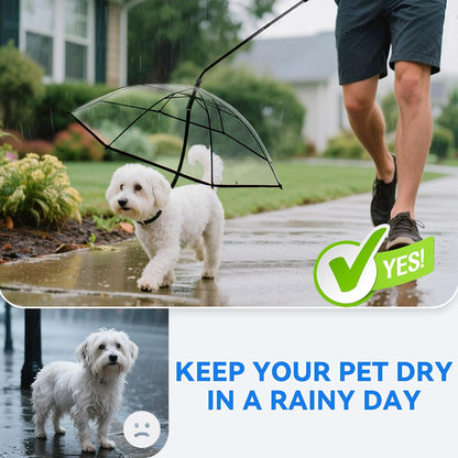 Adjustable retractable shaft tubes clicking into place on the PETLESO pet rain umbrella.