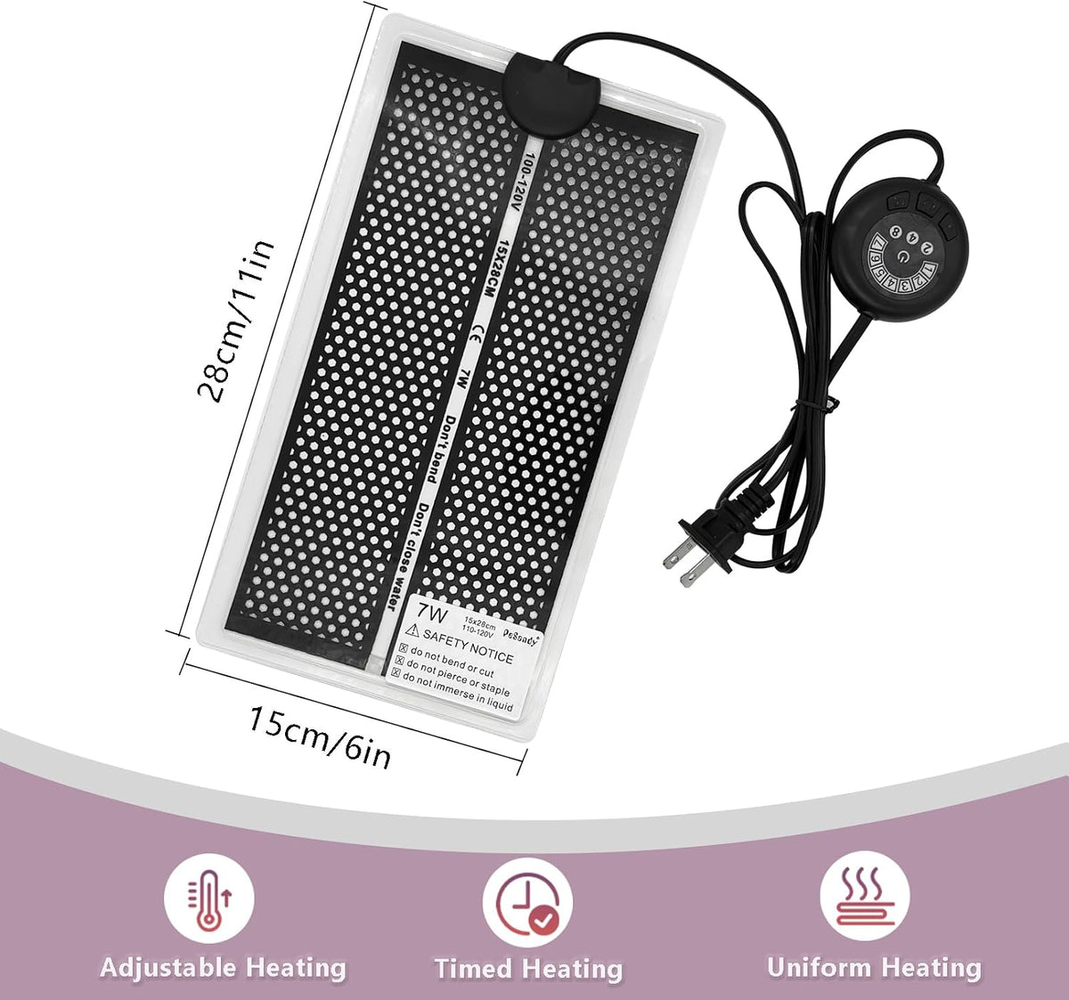 Waterproof under tank heating mat connected to temperature adjustment controller