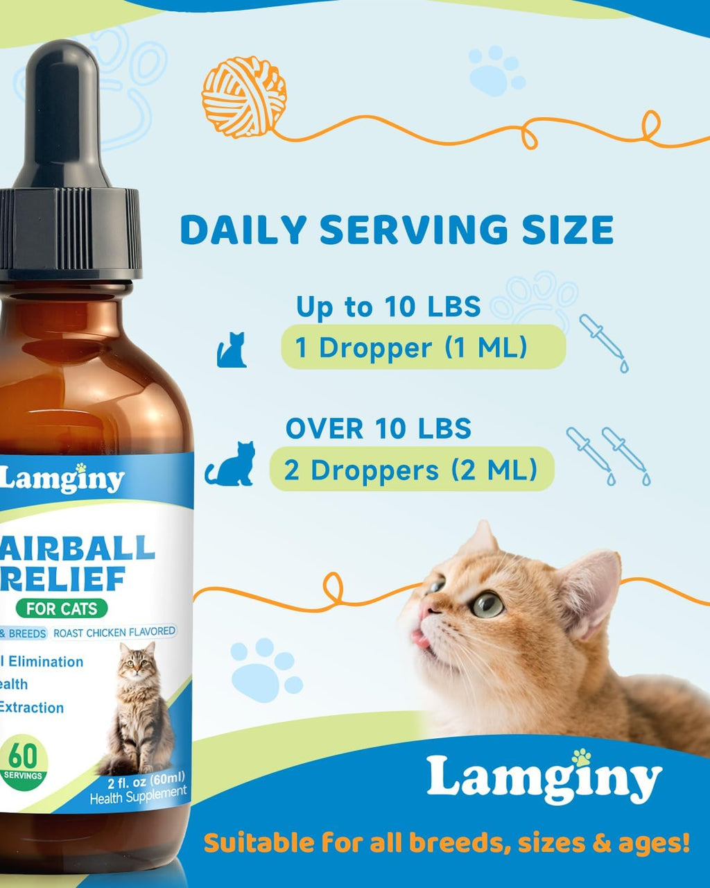 Persian cat grooming care supplement bottle close up view
