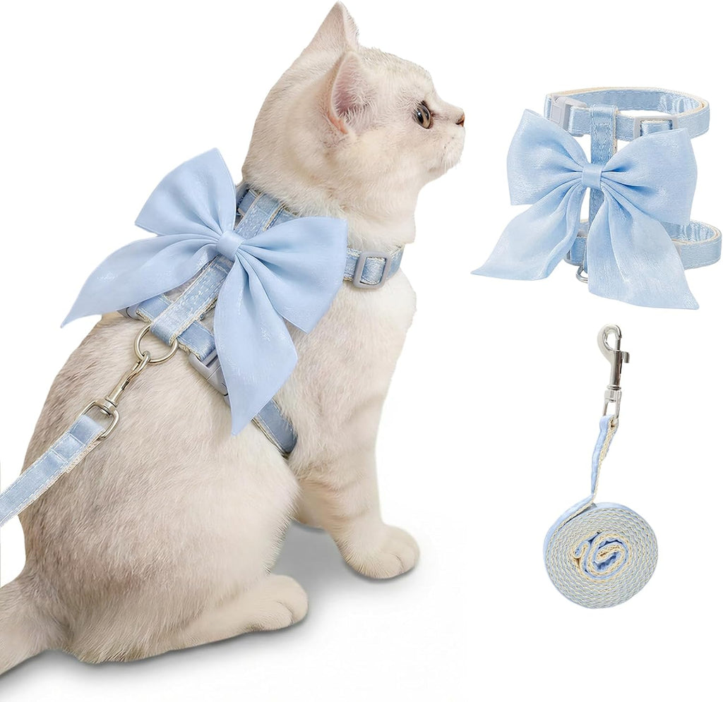 Tensho Pink Bow Cat Harness and Leash Set Escape Proof, Adjustable Kitten Harness with Leash, Bow Tie Cat Harness for Walking Outdoor - Soft Lightweight Harness for Small Dogs Cats Rabbits (S) - Image 9