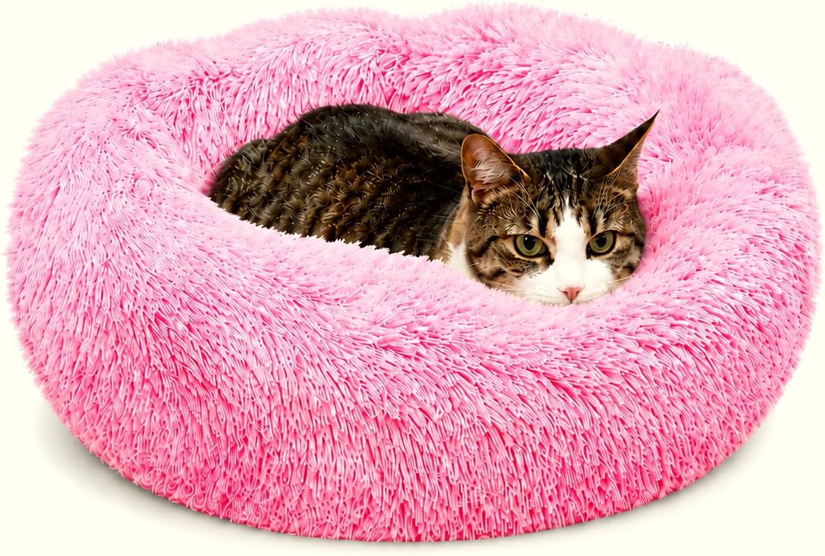 Whiskers & Friends Cat Beds for Indoor Cats, Fluffy Calming Donut Cat Bed, Small Dog Bed Washable - Orthopedic Soft Plush Pet Beds Sized for Kitten to Large Cats & Puppy to Small Dogs - Navy Grey 20'' - Image 15