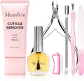 MelodySusie 7-In-1 Professional Cuticle Remover Kit front view packaging and tools display