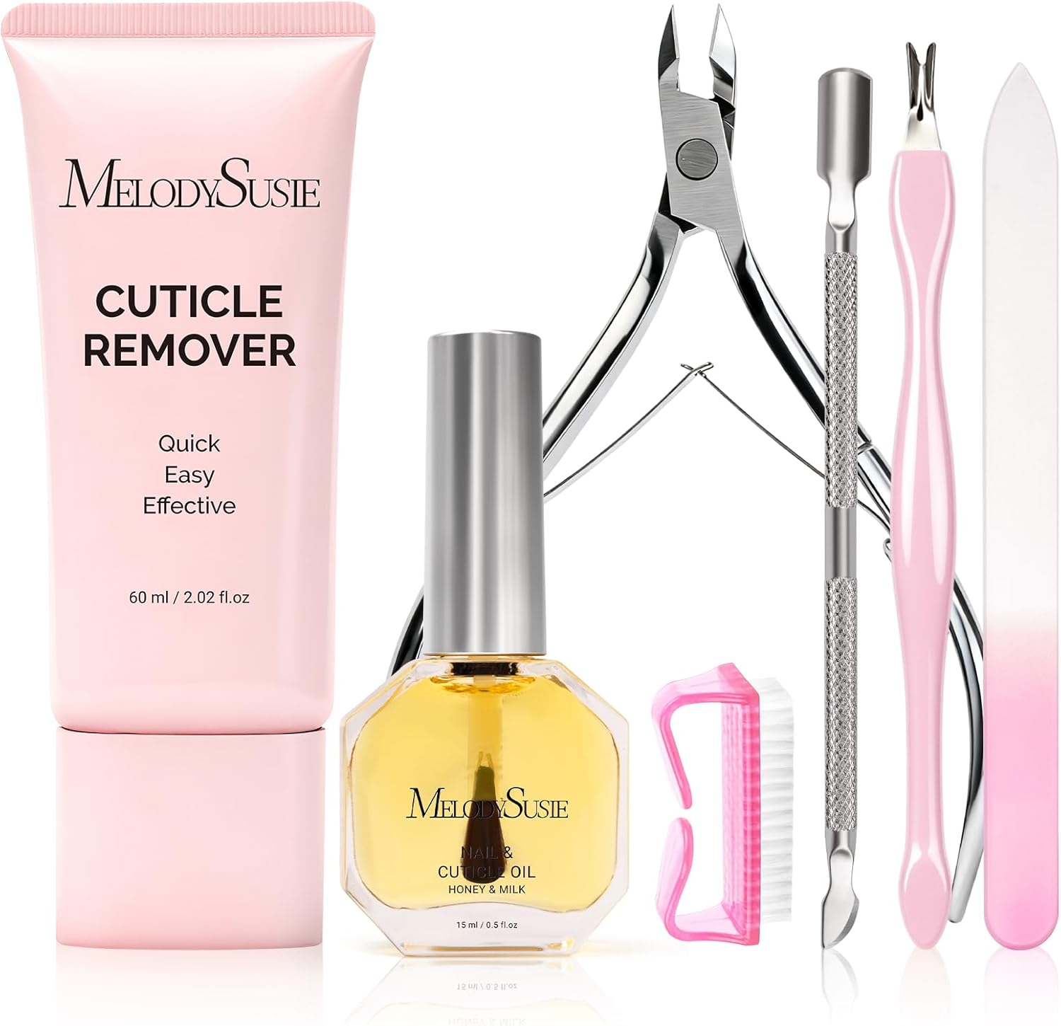 MelodySusie 7-in-1 cuticle remover kit professional set front view