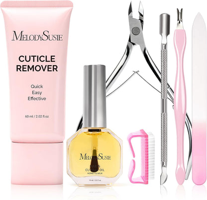 MelodySusie 7-in-1 cuticle remover kit professional set front view
