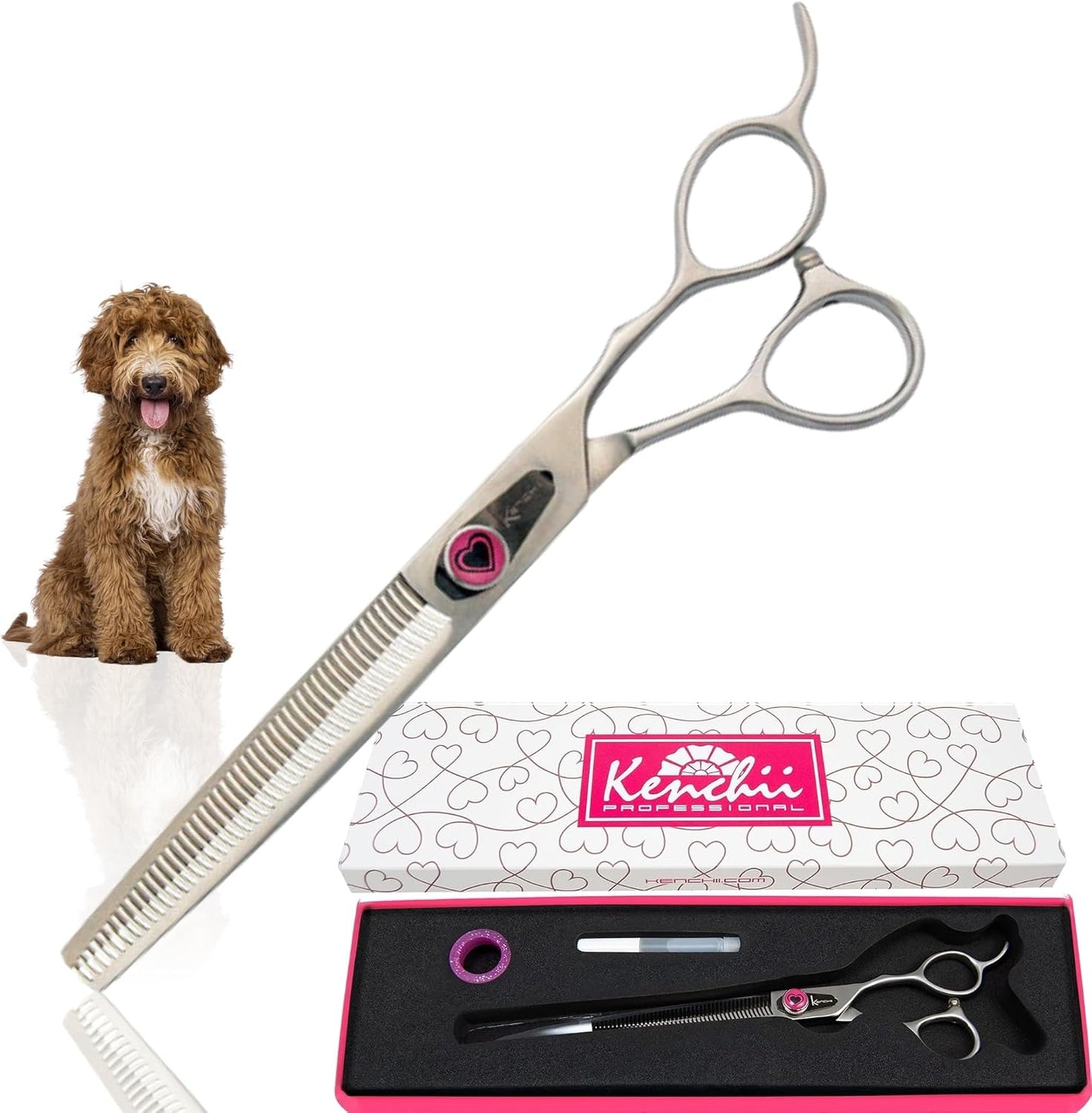 Kenchii Love Dog Grooming Scissors, 6.5 Inch Curved Balltip Shears, Dog Scissors for Grooming, Professional Pet Grooming Scissors, Safety Round Tip Shears - Image 9