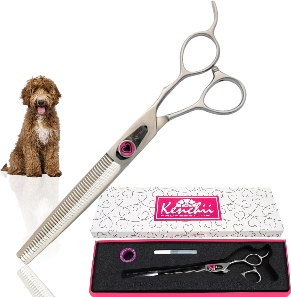 Kenchii Love Dog Grooming Scissors, 6.5 Inch Curved Balltip Shears, Dog Scissors for Grooming, Professional Pet Grooming Scissors, Safety Round Tip Shears - Image 9