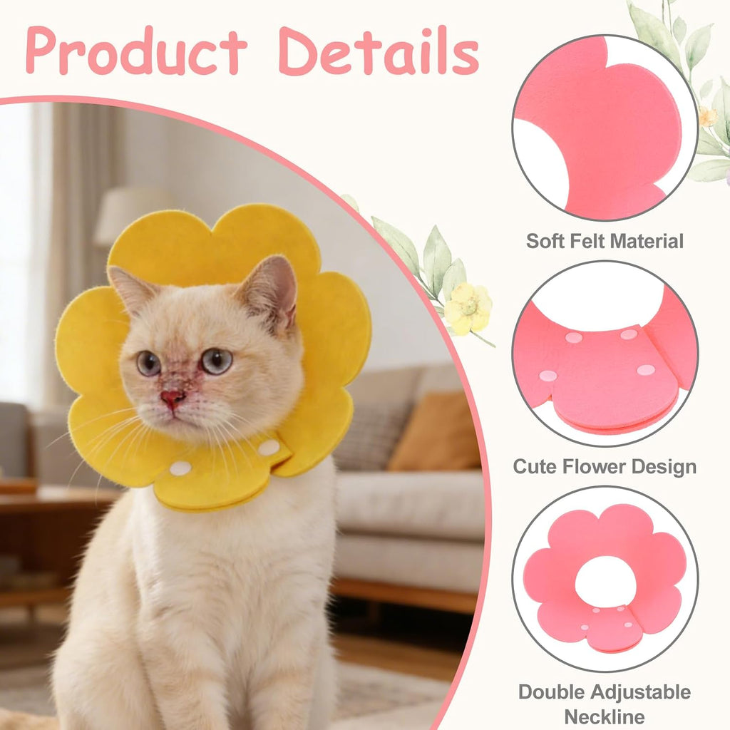 PETAXCELL adjustable flower cat cone showcasing the double row snap buckles for a secure fit.
