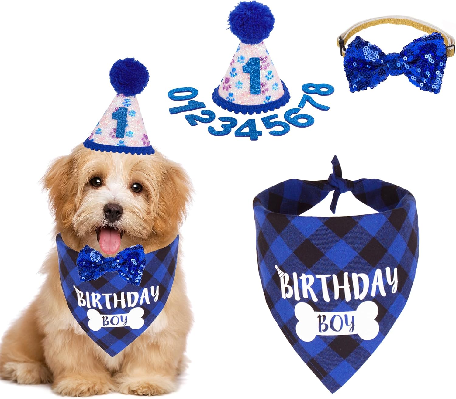 ADOGGYGO pink small breed puppy birthday costume set elements