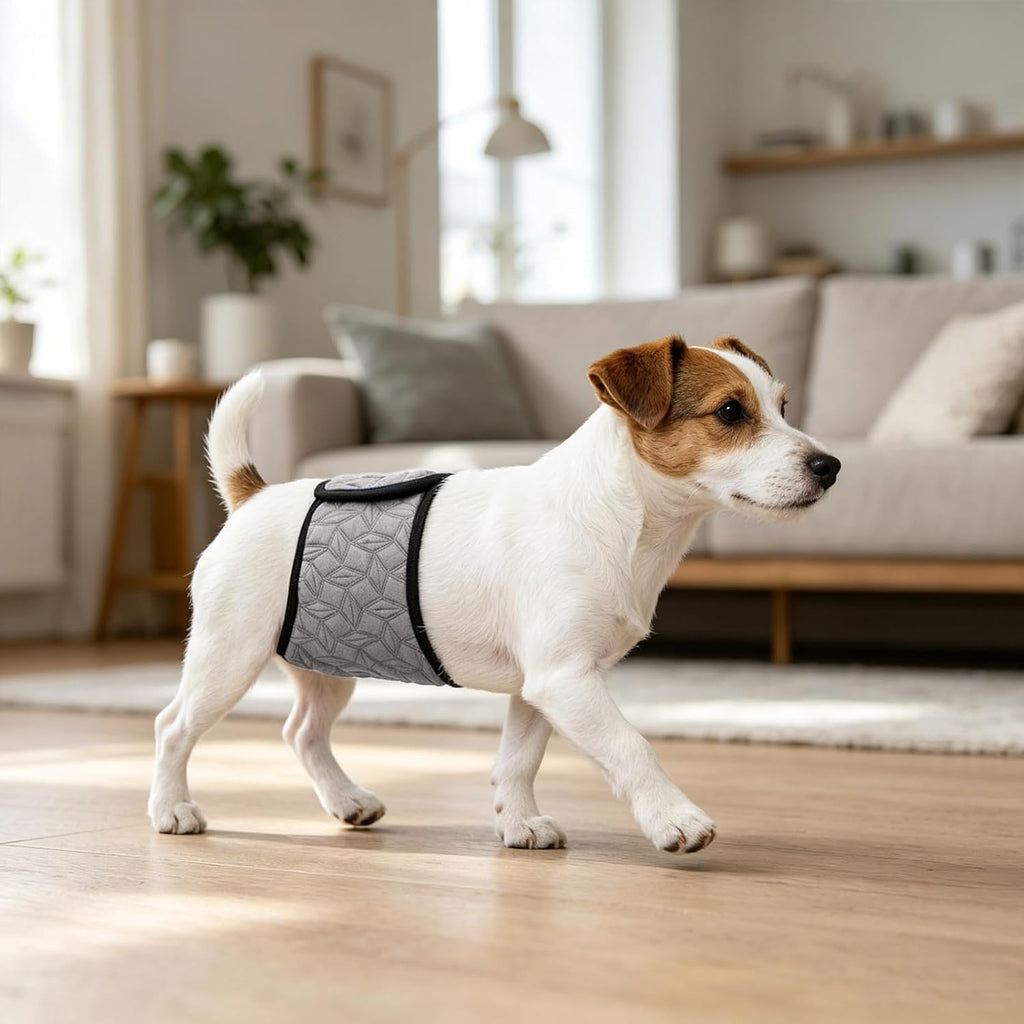Reusable male dog wraps pack demonstrating soft elastic edges for anti slip comfort.