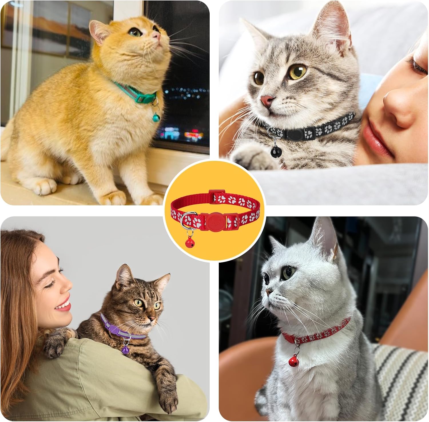 The removable crisp sounding metal bell attached to the heavy duty split ring of the Taglory orange pet collar.