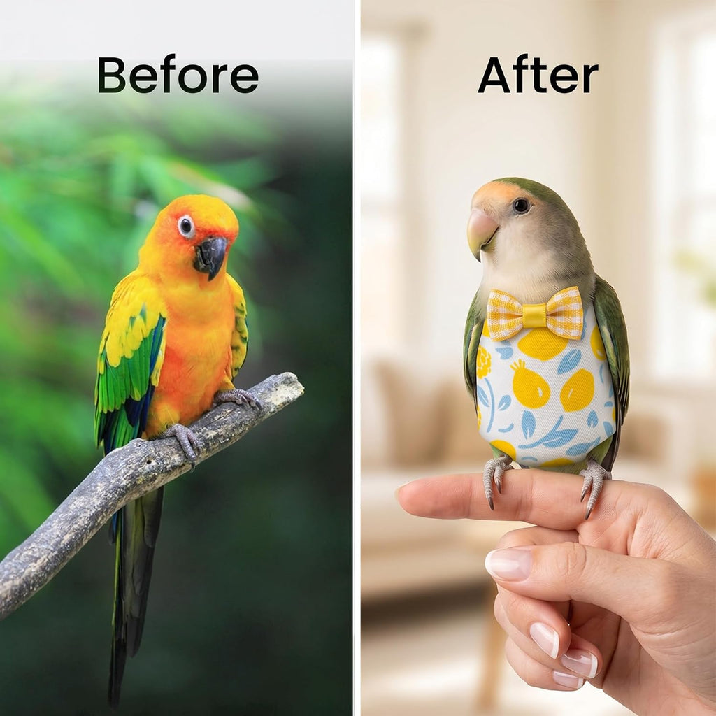 Color variations and cute bowties on Grevosea bird diapers