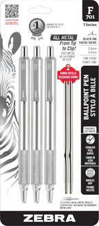 Zebra Pen F-701 Ballpoint Black Ink Fine Point 0.8mm Pen, Heavy Duty, Durable Stainless Steel Barrel, Knurled Grip, Silent Retractable Plunger, Ideal for Tactical Use, 1-Pack (29411) - Image 11