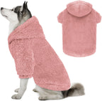 Fuzzy Dog Hoodie Dog Sweaters for Large Dogs Soft Double-Sided Plush Fleece Sweater Clothes Coats Hoodie Sherpa Hooded Sweatshirt(Grey-L) - Image 14